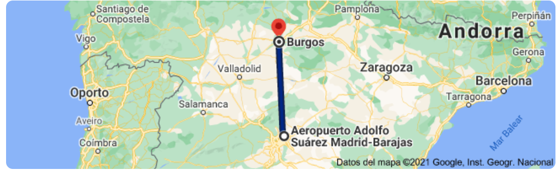 Airport Adolfo Suárez Madrid-Barajas to Burgos map